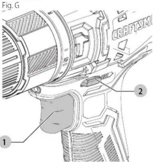 Craftsman CMCD711 - Détente et bouton de marche avant/marche arrière (Fig. G) - 1