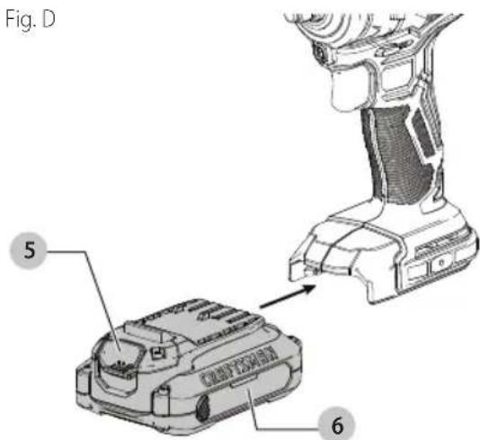 Craftsman CMCF910B - Cómo Instalar y Retirar la Unidad de Bateria (Fig. D) - 1