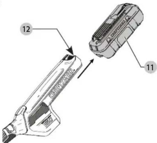 Craftsman CMCST960E1 - Installation et retrait du bloc-piles (Fig. G) - 1