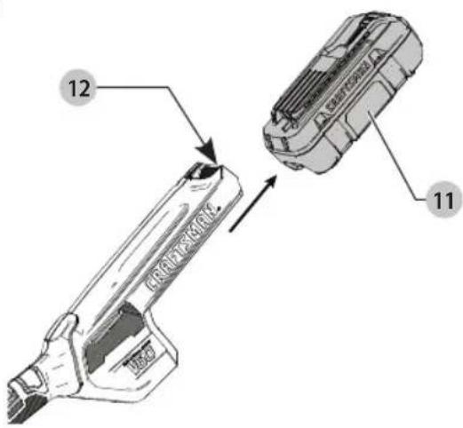 Craftsman CMCST960E1 - Installing and Removing the Battery Pack (Fig. G) - 1