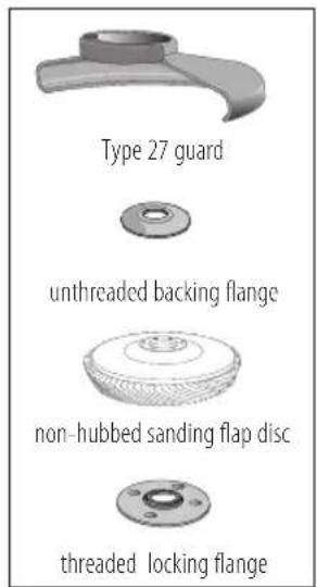 Type 27 guard unthreaded backing flange non-hubbed sanding flap disc threaded locking flange