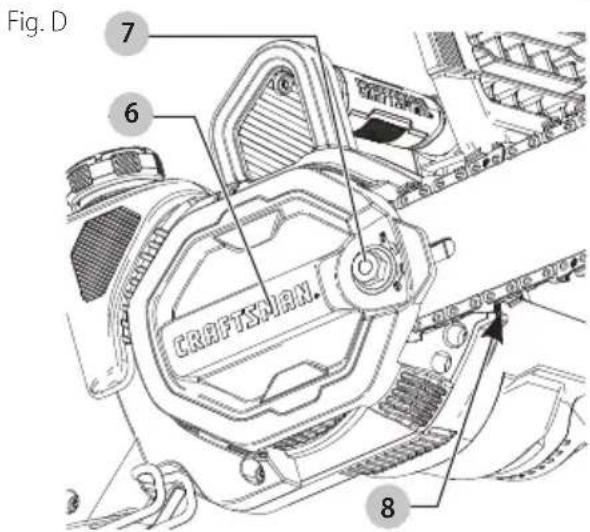 Craftsman CMCCSP20 - Adjusting Chain Tension (Fig. A, E, F) - 2
