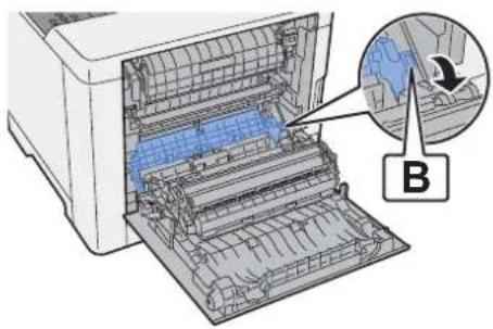 OLIVETTI dColor P2226plus - Ouvrir le capot d'alimentation (B). - 1