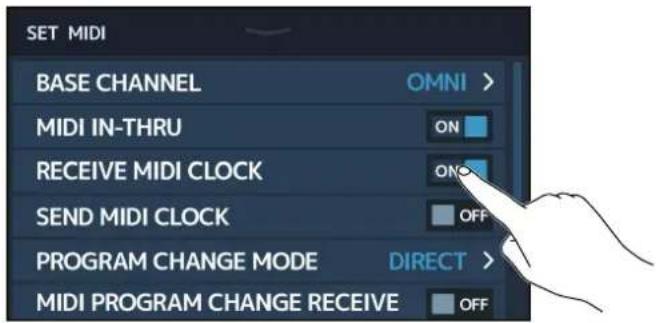 ZOOM G11 - Réglage de la réception de données d'horloge venant d'appareils MIDI externes - 1