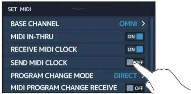 ZOOM G11 - Réglage de la transmission des données d'horloge aux appareils MIDI externes - 1