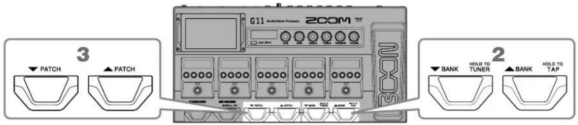 ZOOM G11 - Affichage de la totalité de la chaine d'effets durant le jeu - 1
