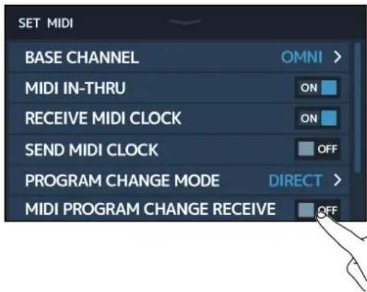ZOOM G11 - Réglage de réception des messages de changement de programme venant d'appareils MIDI externes - 1