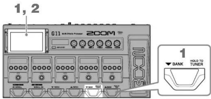 ZOOM G11 - Activation de l'accordeur - 1