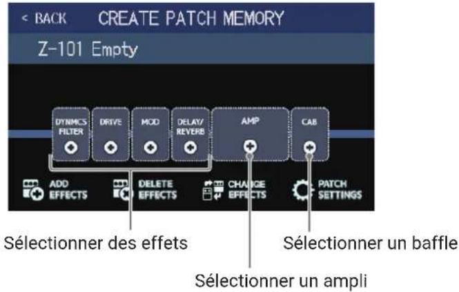 ZOOM G6 - Touchez en CREATE PATCH MEMORY MENU. - 1