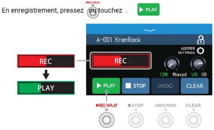 ZOOM G6 - Arrêt de l'enregistrement et lancement de la lecture en boucle - 1