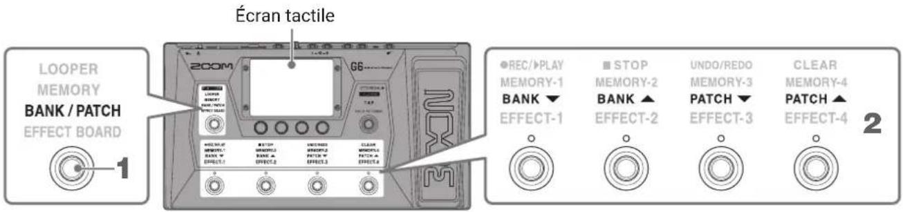 ZOOM G6 - Changer de banque et de mémoire de patch en jouant - 1