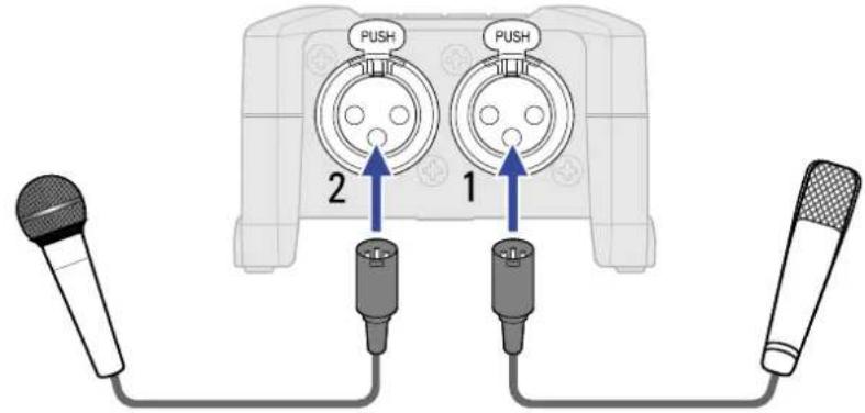 ZOOM F3 - ■ Connexion de micros - 1