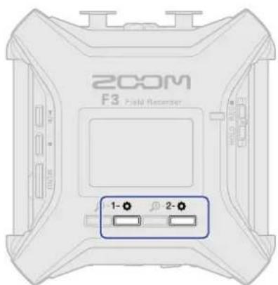 ZOOM F3 - Pressez pour l'entrée dont vous souhaitez faire les réglages. - 1