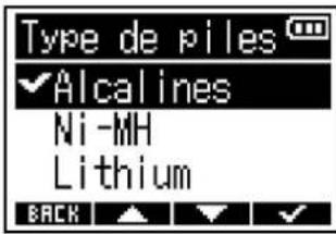 ZOOM F3 - Avc 7, selectionne z le type des piles/batteries et pressez pour confirmer - 1