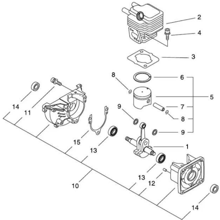 ECHO GT222ES - CYLINDER, CRANKCASE, PISTON - 1