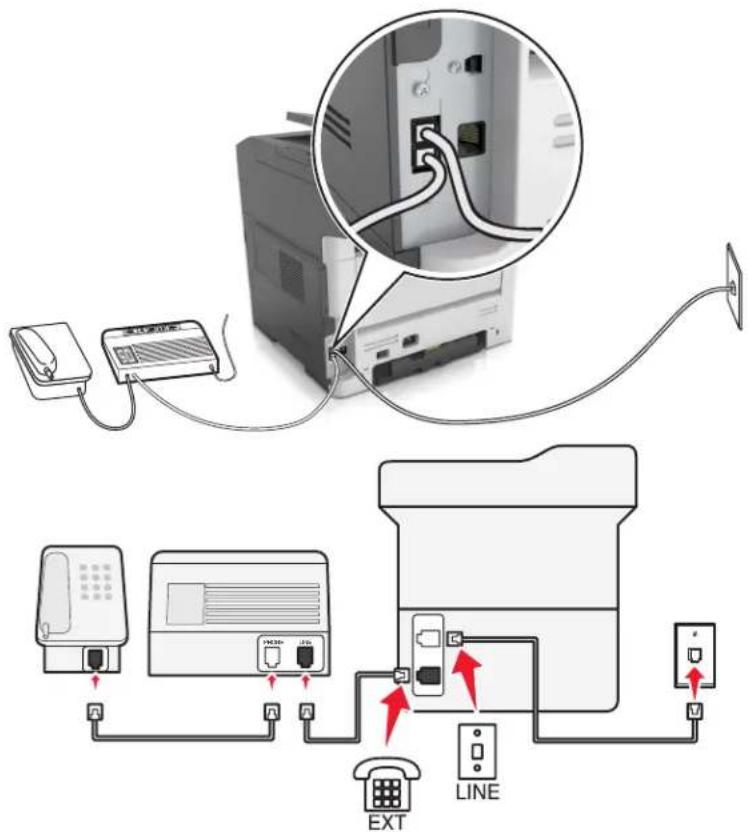 LEXMARK MX317 - Connecté à la même prise murale téléphonique - 1