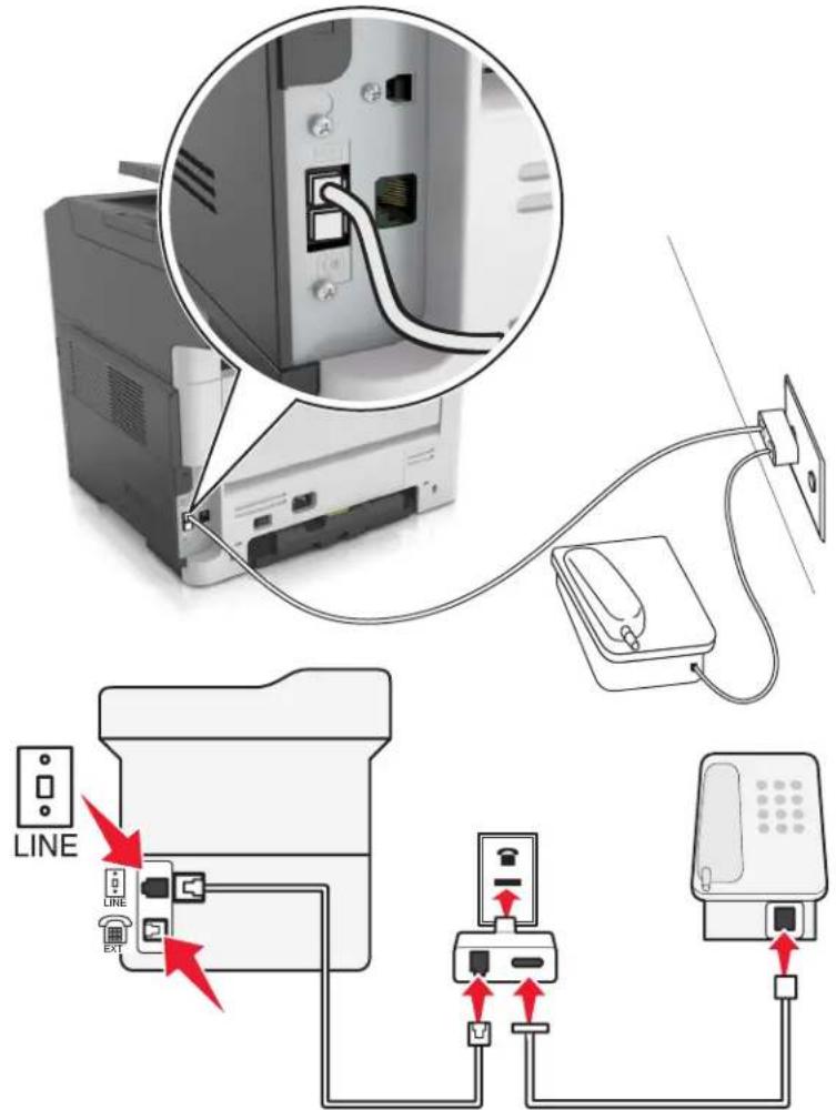 LEXMARK MX317 - Connexion de l'imprimante à une prise murale non RJ11 - 1