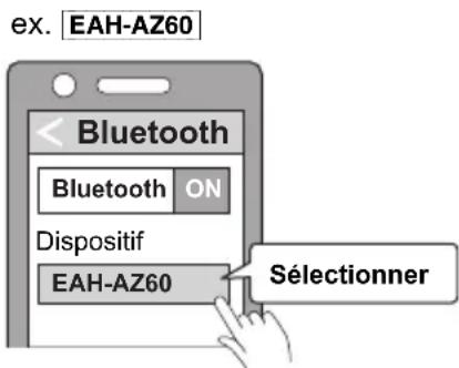 TECHNICS EAHAZ60 - Depuis le menu bluetooth® du dispositif bluetooth®, sélectionner le nom de dispositif “eah-az60” ou “eah-az40”. - 1