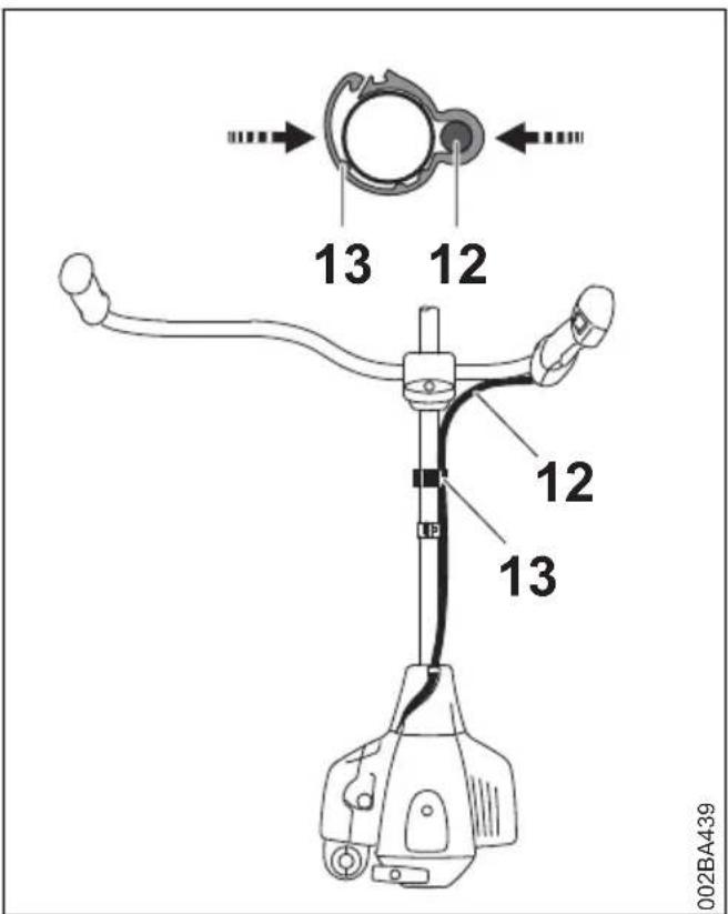 STIHL FS 260 - FS 260 : fixation du câble de commande des gaz - 1