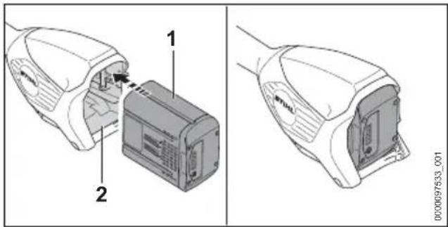 STIHL FSA 86 R - Inserting the battery - 1
