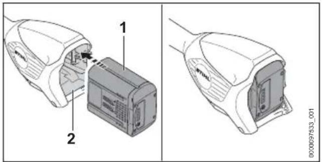 STIHL FSA 86 R - Mise en place de la batterie - 1