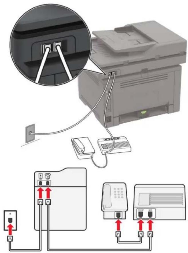 LEXMARK MX431 - Connecté à la même prise murale téléphonique - 1