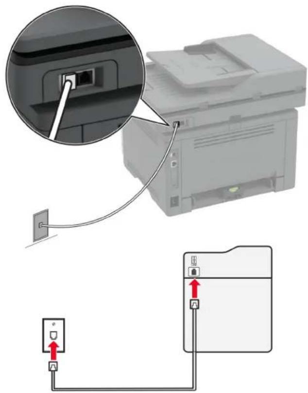 LEXMARK MX431 - Configuration 1: L'imprimante est connectee à une ligne de télécopie dédiée - 1