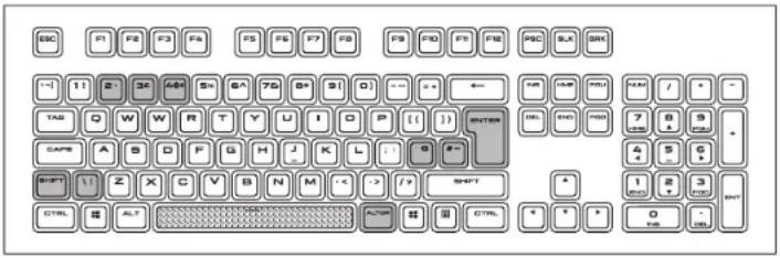 CORSAIR Gaming PBT - SCHÉMA DE DISPOSITION 105 TOUCHES RÉGION RU - 1