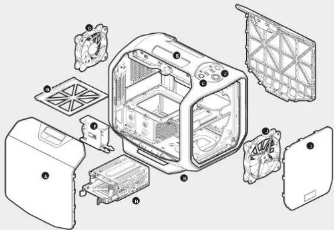 CORSAIR Graphite 380T - Contenido del kit de accesorios Características del chasis - 9