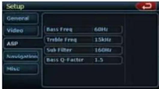 CLARION NX409 - Menu de configuration ASP - 1