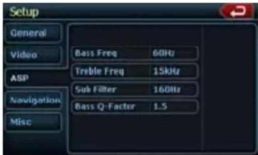 CLARION NZ409 - ASP Setup Menu - 1
