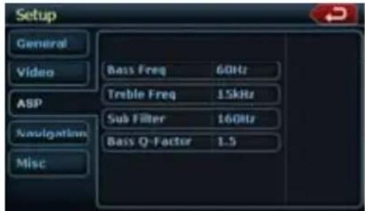 CLARION NZ409 - Menu Setup: ASP - 1