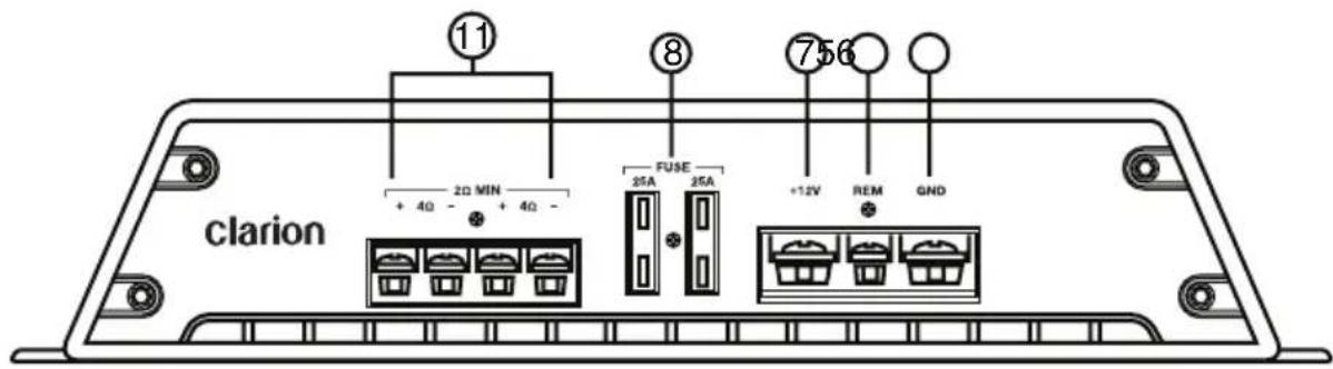 CLARION XR2410 - Power and speaker connections - 1