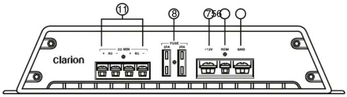 CLARION XR2210 - Power and speaker connections - 1