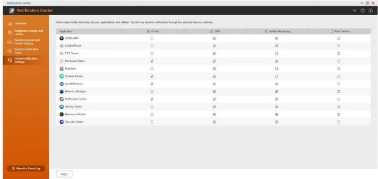 QNAP QuCPE7012 - Configurer les réglages des notifications générales - 1