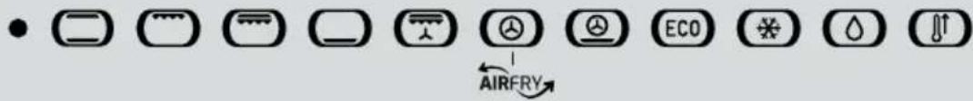 Weather and air quality icons with labels like 'AIRFRY' and directional arrows