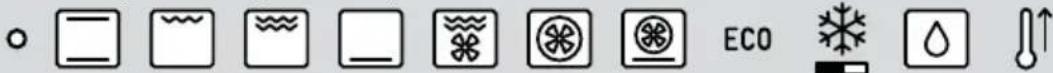 Row of icons representing environmental or ecological symbols including water, gas, and CO2