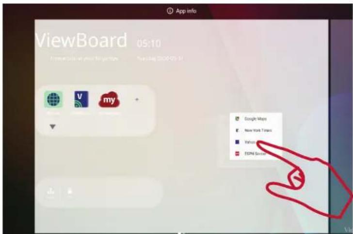 VIEWSONIC ViewBoard IFP7562 - Pour ajouter un widget à l'écran d'accueil de vLauncher : - 2
