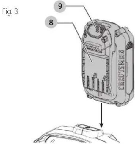 Craftsman CMCL005B - Pose et dépose du bloc-piles (fig. b) - 1