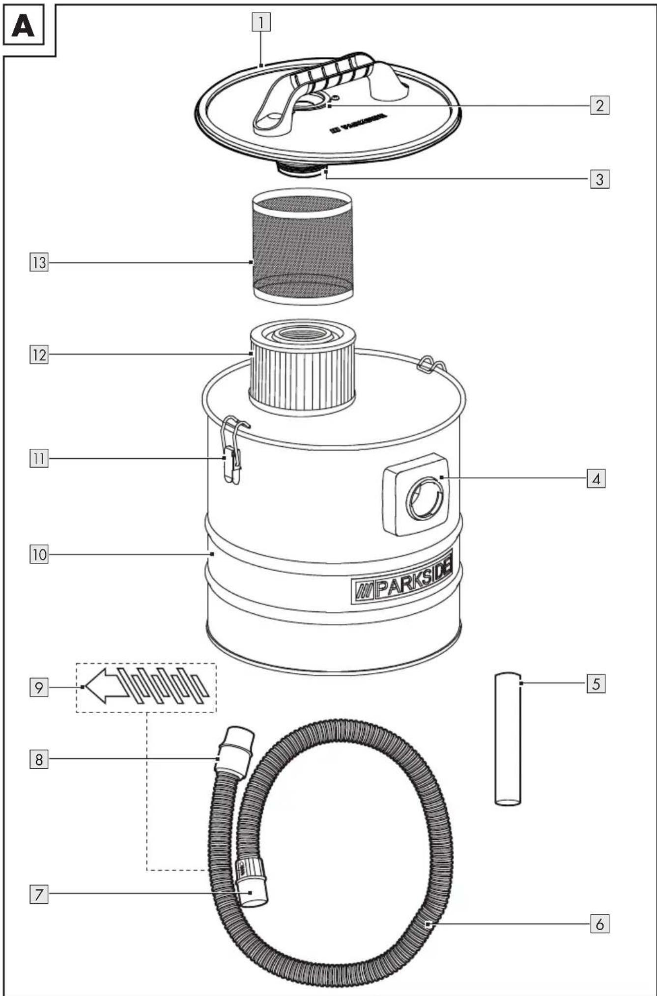 PARKSIDE PASP 18 A1 - FILTRE À CENDRES ET GROS DÉCHETS - 1
