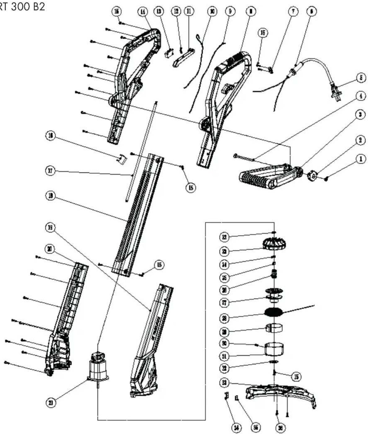 PARKSIDE PRT 550 A5 - Explosionszeichnung • Exploded Drawing Vue éclatée • Explosietekening Rysunek samorozwijajacy • Rozvinuté náčrtky Vykres náhradnych dielov • Eksplosionstegning Plano de explosion • Vista esplosa Robbantott abra • Eksplozijska risba - 1