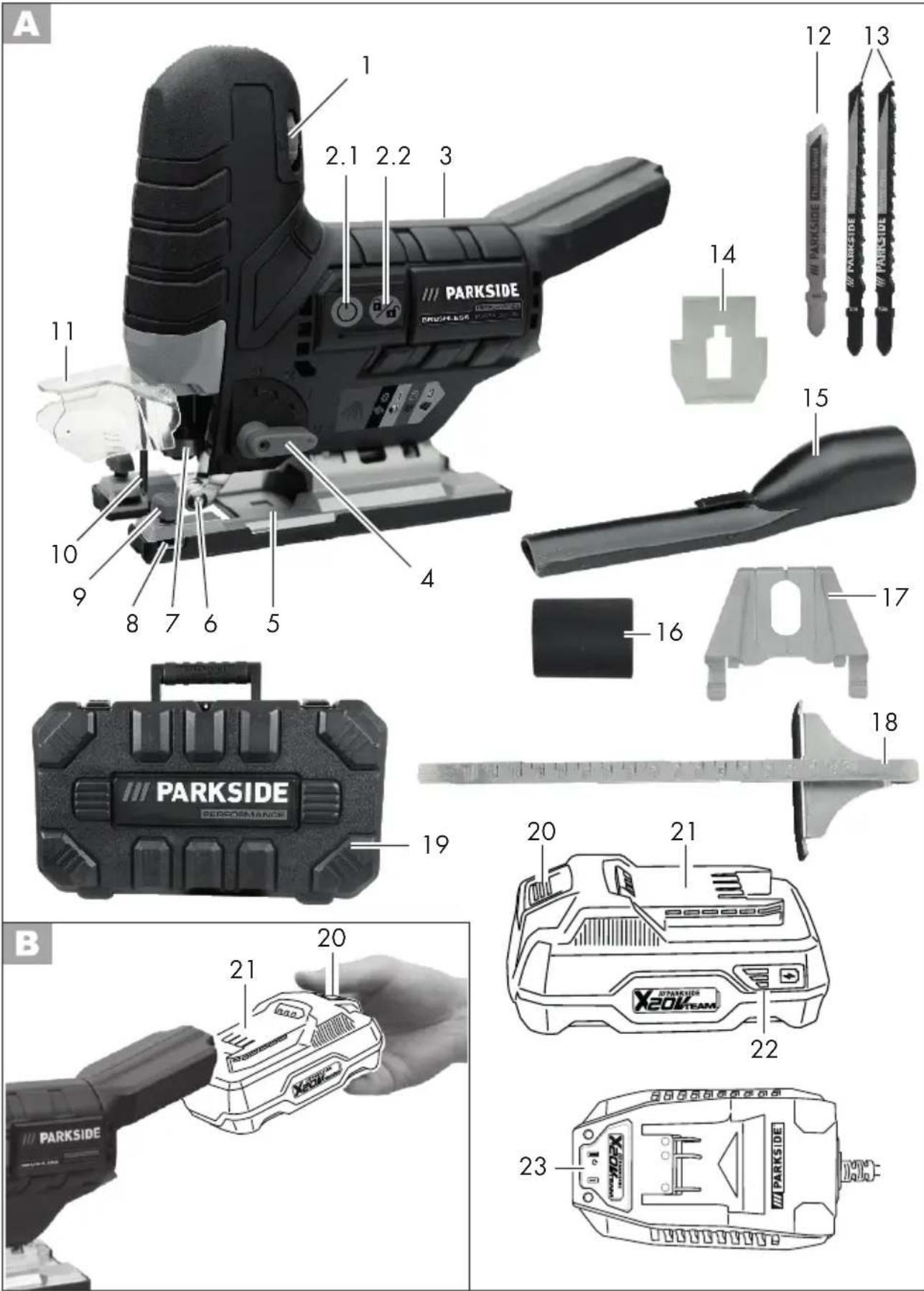 PARKSIDE PSSPA 20Li B2 - Cordless Jigsaw - 1