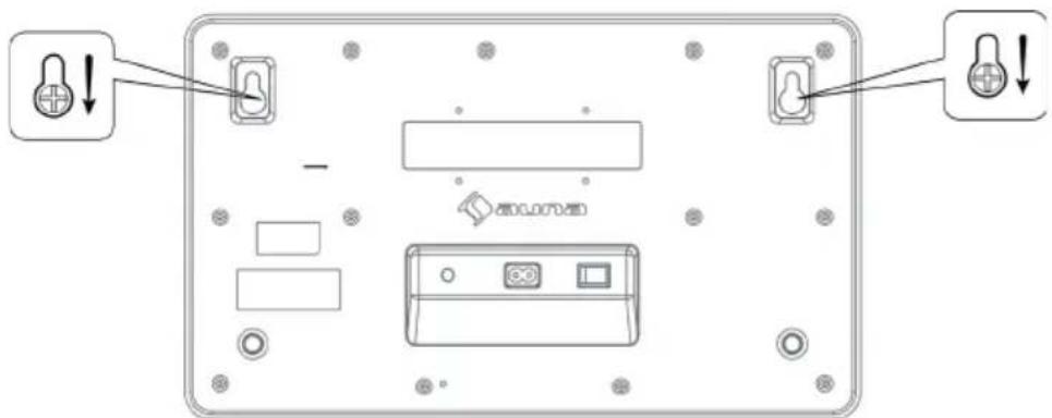 Diagram of a device rear panel with labeled buttons and ports, showing status indicators for lock and reset functions.