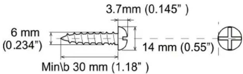 6 mm (0.234") 3.7mm (0.145") 14 mm (0.55") Min\b 30 mm (1.18")