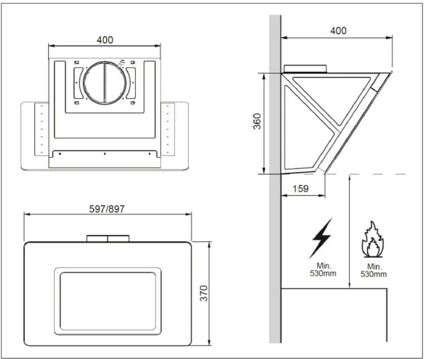 Klarstein Sofia 60 - DIMENSIONS ET ESPACEMENTS - 1