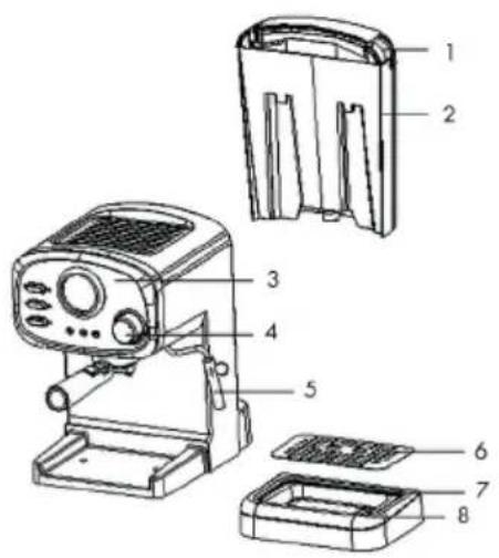 Klarstein Espressionata Gusto - COMPONENTS OF THE APPLIANCE - 1