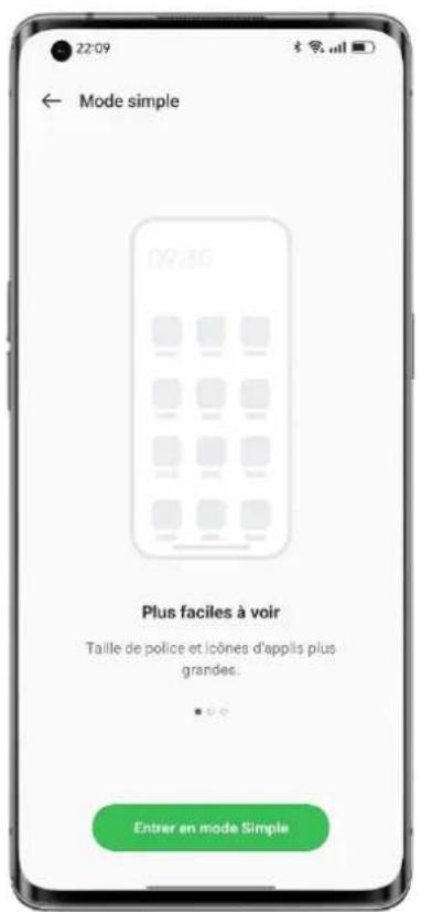 OPPO Reno 7 5G - Utiliser le mode Simple pour rendre votre téléphone plus simplement d'utilisation - 1