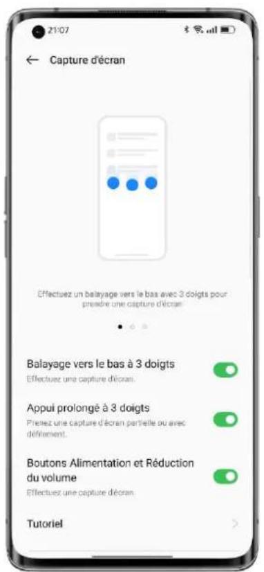 OPPO Reno 7 5G - Capture d'écran à 3 doigts - 1