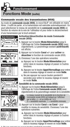 COBRA ACXT645 - Accès aux options de la fonction Mode - 103