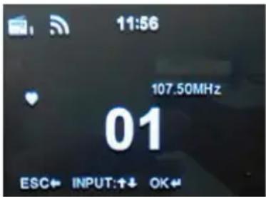 11:56 107.50MHz 01 ESC← INPUT:↑↓ OK←
